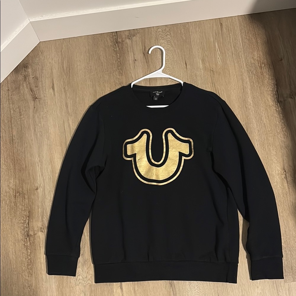 True Religion Black and Gold Crewneck Sweater